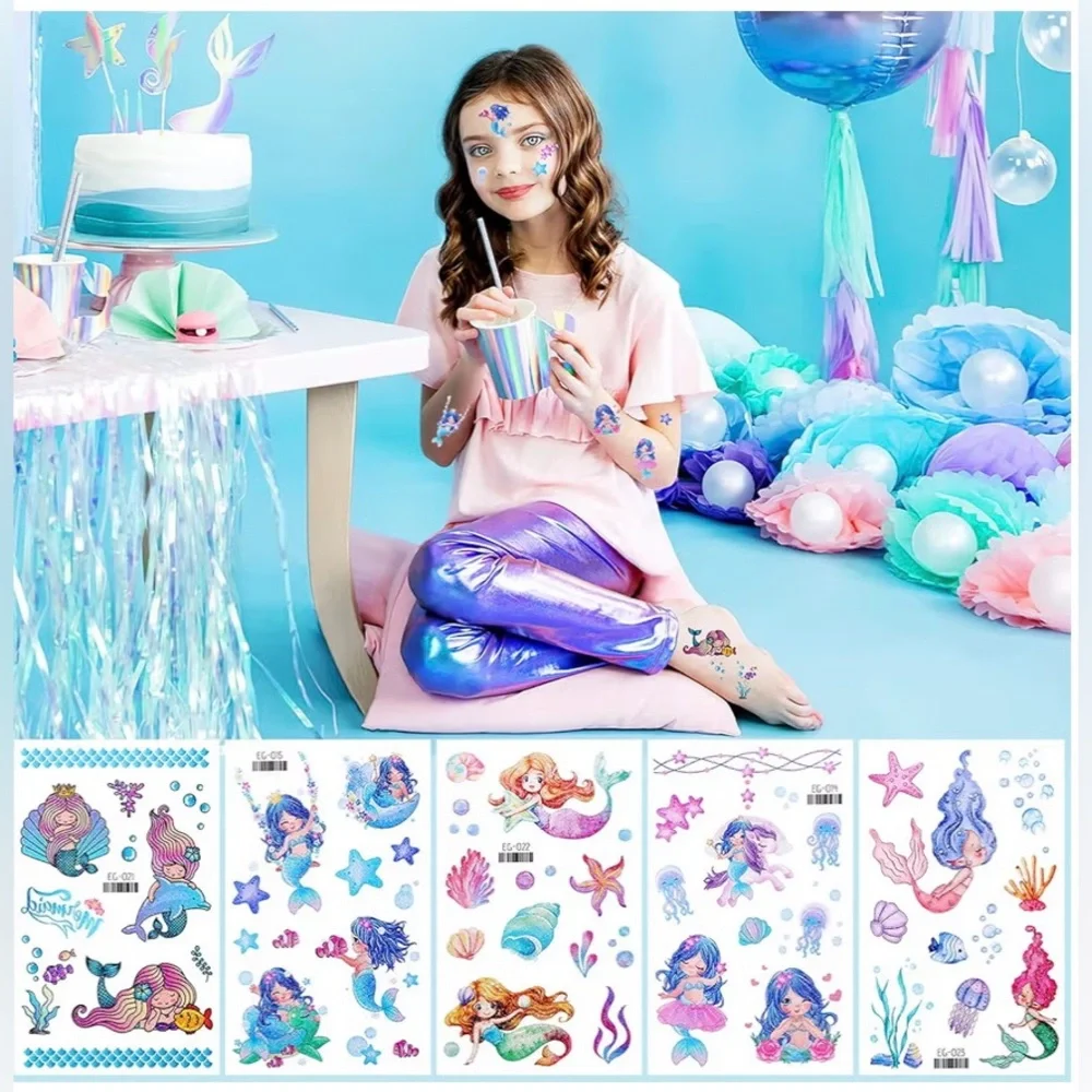 NEW Glitter Temporary Tattoo, 24 Sheets 240+ Glitter Metallic Tattoos